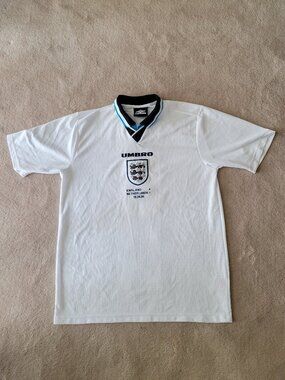 England Umbro Alan Shearer Euro 96 Commemorative Home Fifa Soccer Jersey Vintage